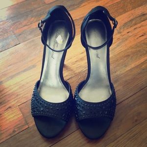 Black embellished heels